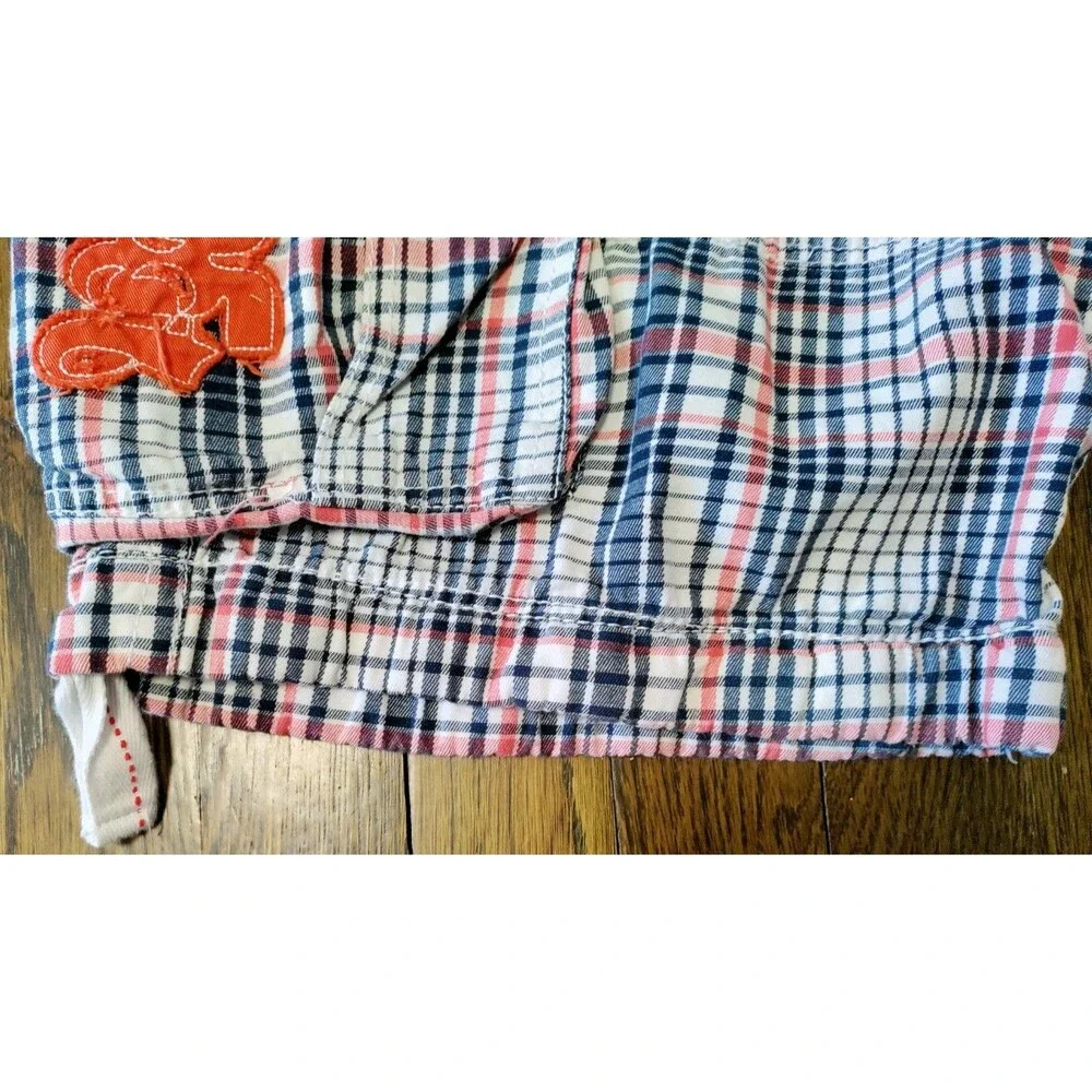 Buffalo David Bitton Cargo Shorts Mens 36 Inseam 11 Red White Blue Checkered Y2K